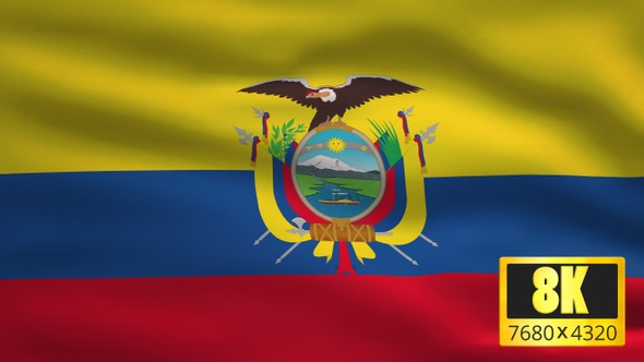 8K Ecuador Windy Flag Background