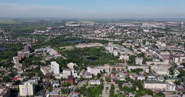 Ukraine City Rivne. Aerial Shot.The City And Its Infrastructure