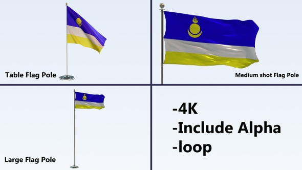 Buryatia Flag Pole Pack 4k-Loop