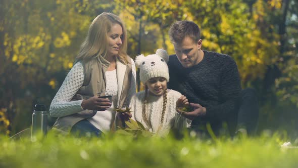 Joyful Family Having Fun in Autumn Park, Spending Leisure Time Together, Happy