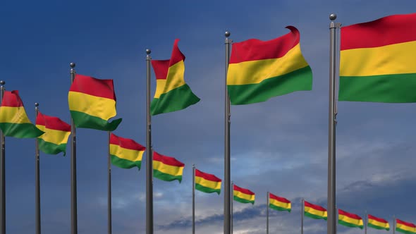 The Bolivia Flags Waving In The Wind   - 4K