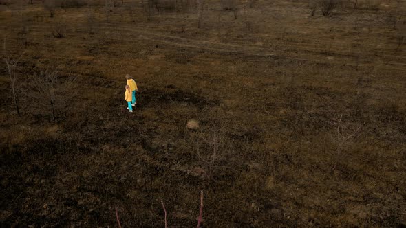 Ukrainian Girls in Clothes in the Colors of the Ukrainian Flag on the Ground