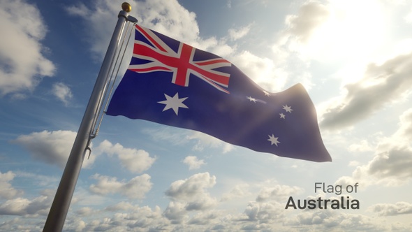 Australia Flag on a Flagpole