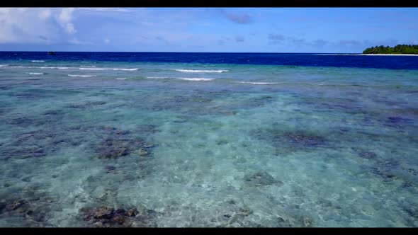 Aerial top view tourism of relaxing sea view beach holiday by blue water and white sand background o