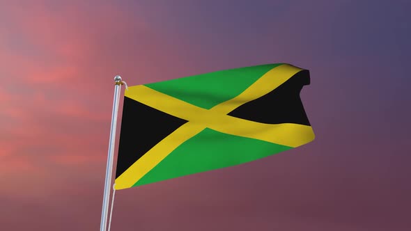 Flag Of Jamaica Waving