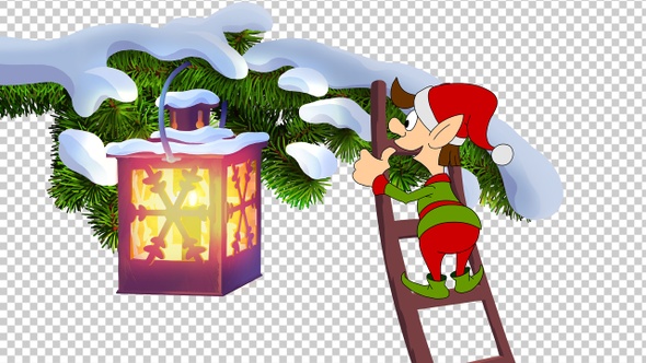 Christmas Lantern And Elf alt
