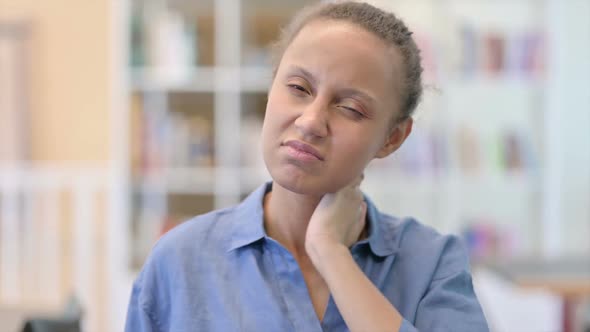 Portrait of Tired African Woman Having Neck Pain