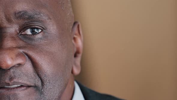 Closeup Headshot Half Male Face Portrait Serious Mature African Man Middleaged Architect Expert Boss