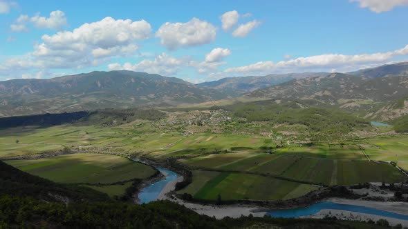 Aerial Panoramic View of Scenic Mountain Landscape in Albania