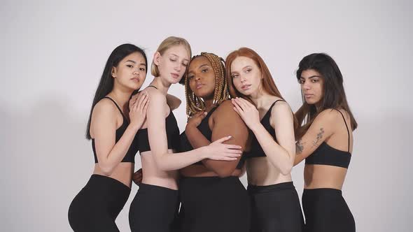 Joyful Smiling Diverse Ladies Posing at Camera