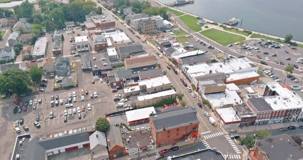 Aerial View of Beautiful Urban Landscape Small Coastal Keyport Town Ocean Landscape on Water in New