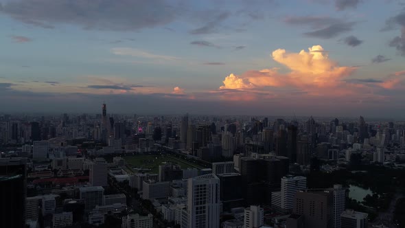 4k Aerial city view of Bangkok dowtnown, Flying over Bangkok, Thailand.