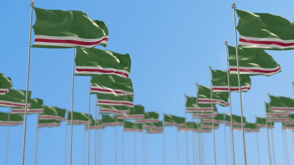 Chechen Republic Row Of National flags Walk Throw Animation