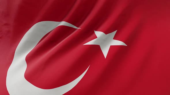  Turkish flag waving in the wind.