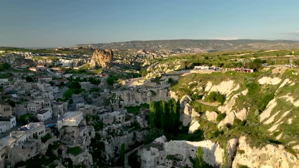 Cappadocia, a semi-arid region in central Turkey, 4 K Aerial view