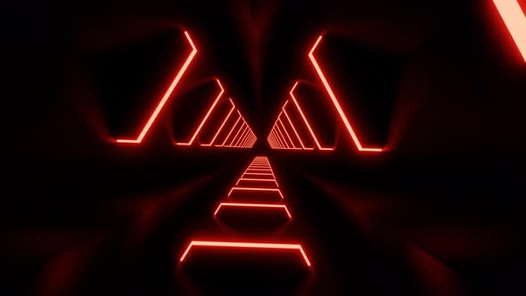 Red Neon Abstract Polygonal Tunnel Background Seamless Animation