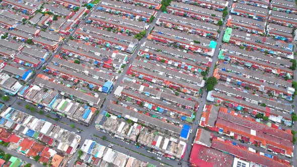 An aerial view over a large residence. drones. 4K