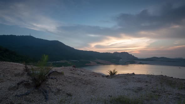 Timealpse sunset at the Mengkuang dam