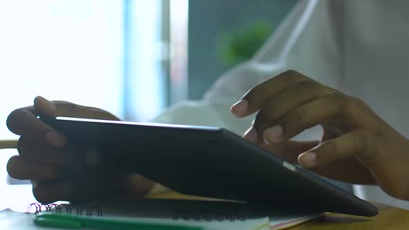 Student Hand Typing On Tablet, Innovative Education