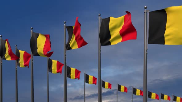 The Belgium Flags Waving In The Wind  - 2K