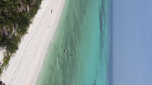 Zanzibar Tanzania  Vertical Video of the Ocean Near the Coast Slow Motion