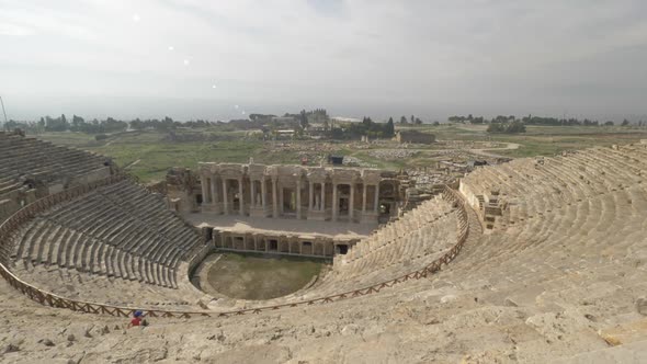 Exploring Amphitheatre of Hierapolis in Pamukkale, Turkey