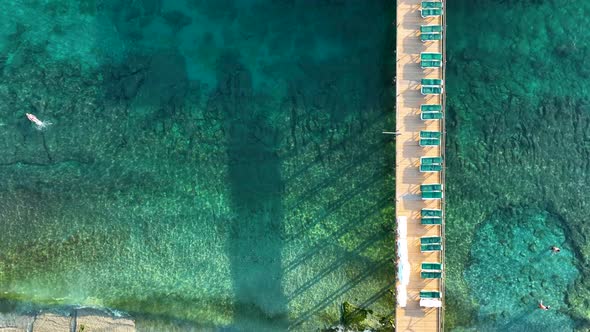 Pier by the sea aerial view Turkey Alanya 4 K