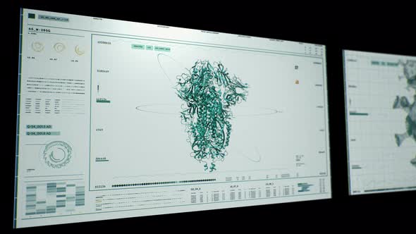 Covid-19 protein structure is being analyzed. Covid-19 Spike protein structure.