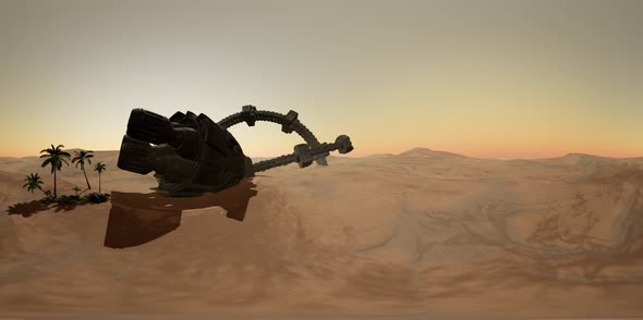 VR360 Old Rusted Alien UFO Spaceship in Desert alt