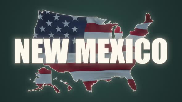 United States 2D map. New Mexico map. USA flag for Independence Day.