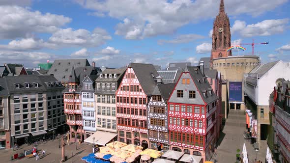 Historic City Center of Frankfurt with Roemer City Hall From Above