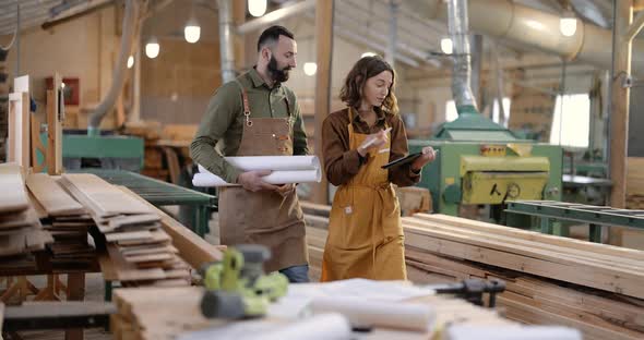 Creative Carpentry Workers at the Manufacturing