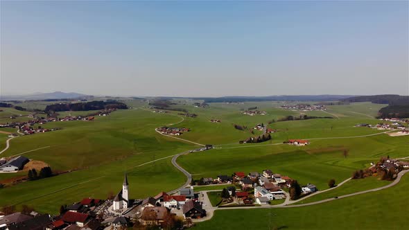 Beautiful view on an Village in Upper Austria Drone Video