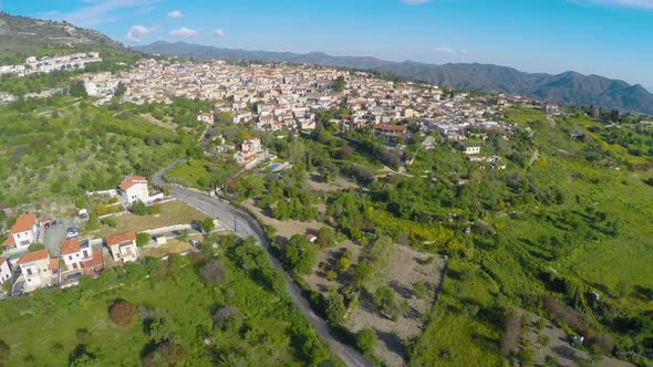 Aerial View of Luxury Villas in Mountain Resort Town, Beautiful Green Landscape