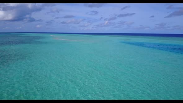 Aerial drone view panorama of luxury seashore beach vacation by blue sea and white sandy background 