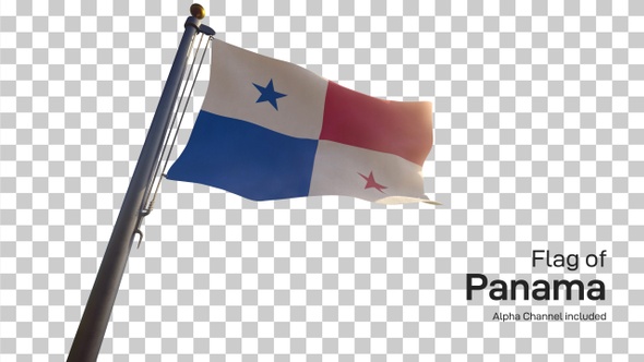 Panama Flag on a Flagpole with Alpha-Channel