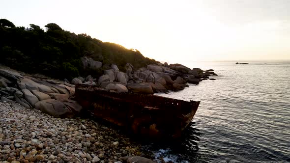 Aerial view of The Antipolis shipwreck, Cape Town, South Africa.