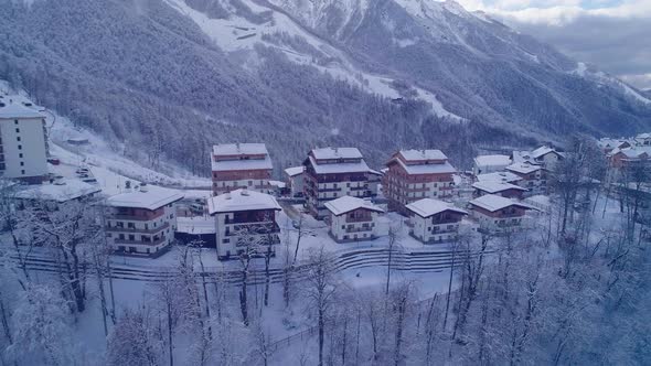 New Village in Mountains Through Which Road Passes