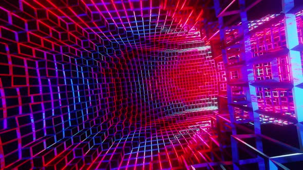 Red And Blue Police Colored Sci Fi Room Background Vj Loop 4K
