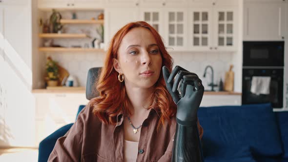 Woman is Controlling the Bionic Prosthesis