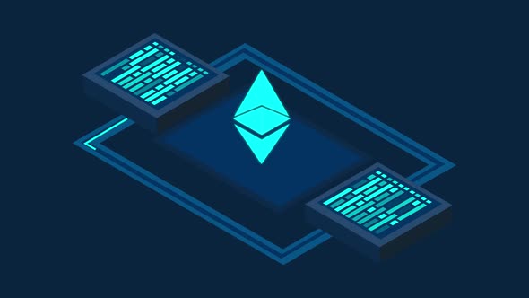 Ethereum Cryptocurrency Block Chain Isometric Animation