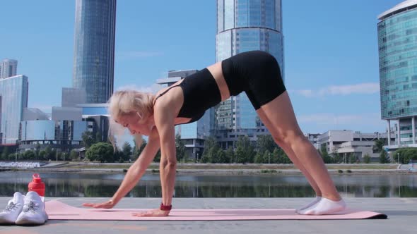 Woman's outdoor workout in summer