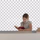 Female student reading a book for finding, Alpha Channel - VideoHive Item for Sale