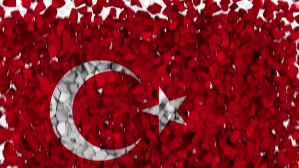 Turkey Flag Breaking Rocks Transition