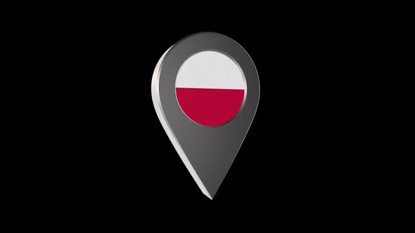 3d Animation Map Navigation Pointer With Flag Of Kranja (Slovenia) With Alpha Channel - 4K