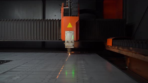 Industrial CNC laser cutting machine.