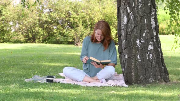 Woman Reading In A Park