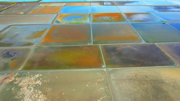 An aerial view of salt production at Mae Klong, Samut Songkhram, Thailand