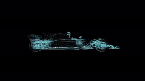 3D Seamless Loop Formula Race Car Hologram Wireframe alt