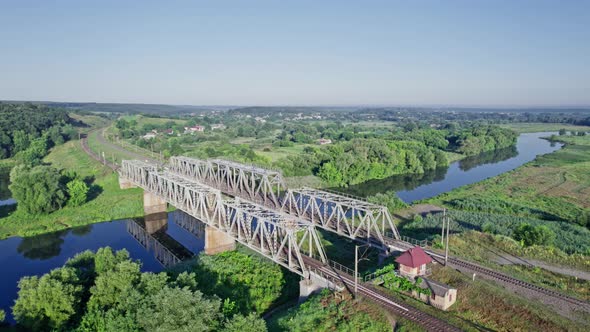 Industrial Landscape with Bridge Blue Water